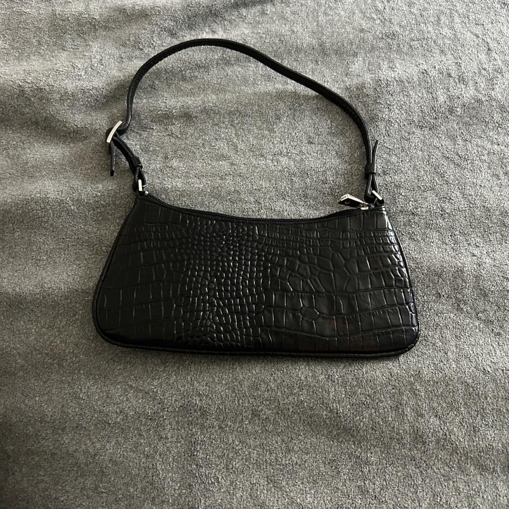 Express Black Croc-Embossed Shoulder Bag